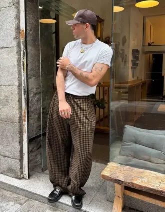Kostkované Jogger kalhoty