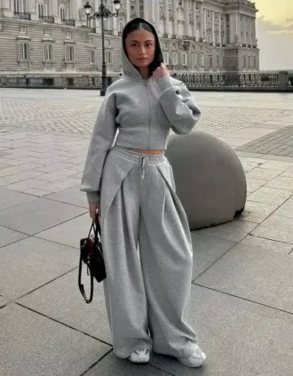 Neoprenové kalhoty s Wide Leg nohavicemi a stahovacími šňůrkami – #Bershkastyle – Dámské