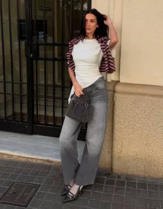 Nízké boyfriend džíny z manšestru