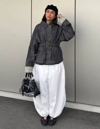 Oversize džínová bunda s texturou