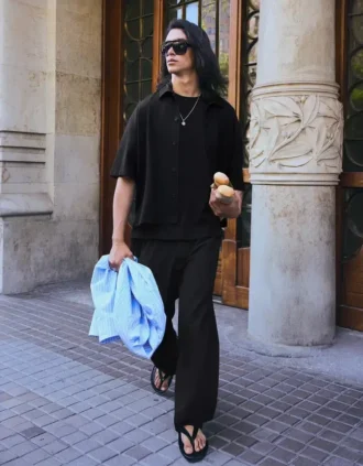 Pletené super volné semi-jogger baggy kalhoty