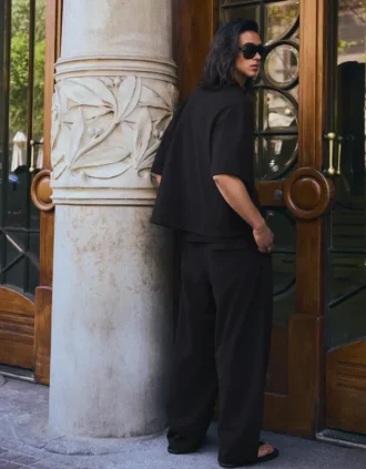 Pletené super volné semi-jogger baggy kalhoty
